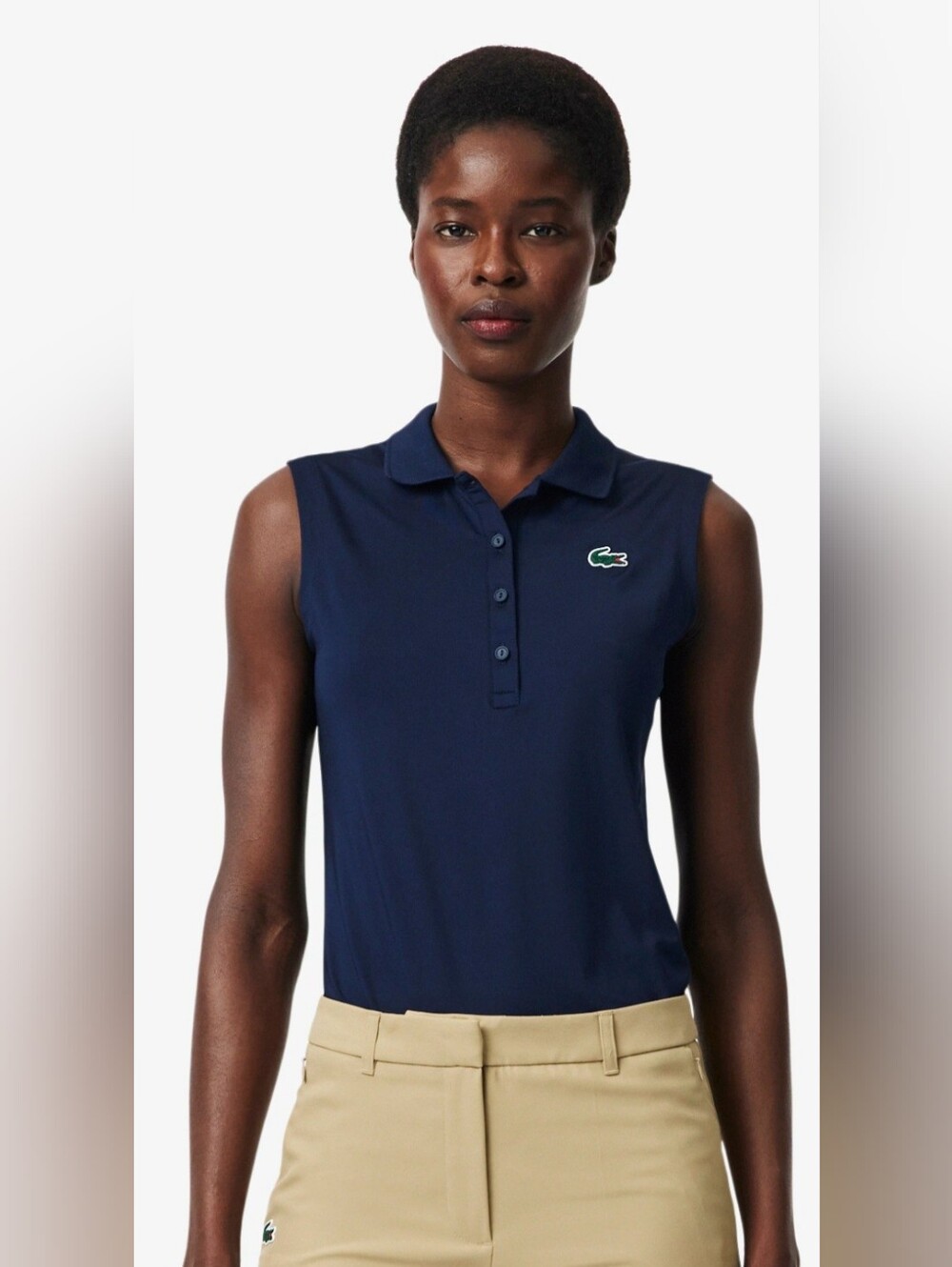 Lacoste Ladies Slim Fit Sleeveless Polo Shirt. Size 36. (S)